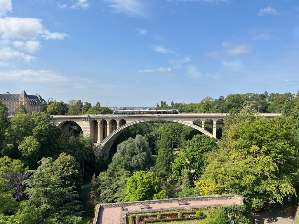 Green parks and a bridge
