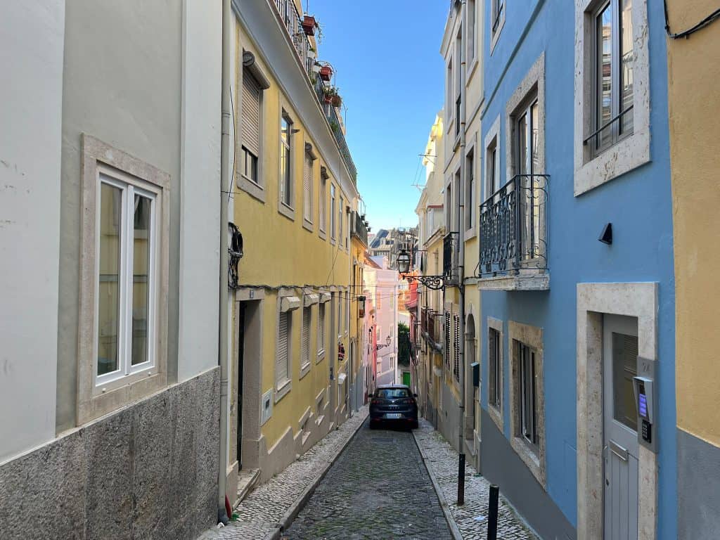 Narrow streets in Lisbon