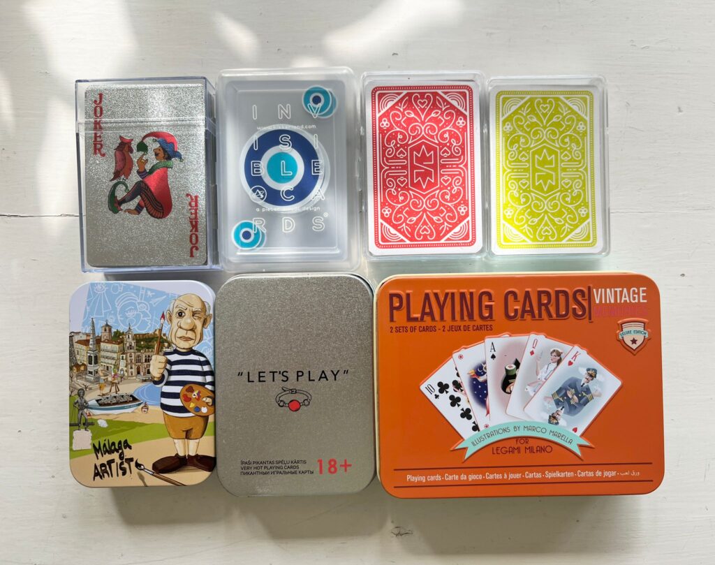 Playing cards in various interesting cases